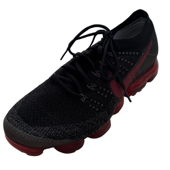 Nike Air VaporMax Athletic Shoes Fly Knit Black Red Running Dopamine Men Size 11 - Picture 7 of 16